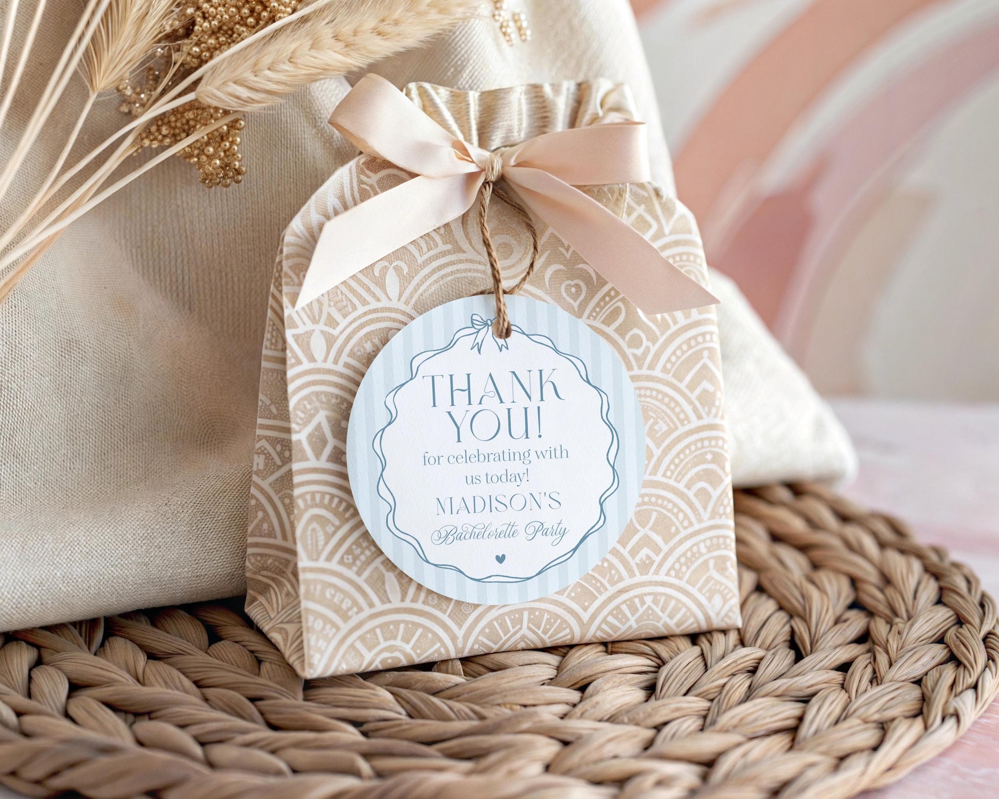 Blue Lingerie Shower Favor Tag Template, Something Blue Lace Panty Party Bachelorette Party, Oh la la French Bridal Shower WP1075