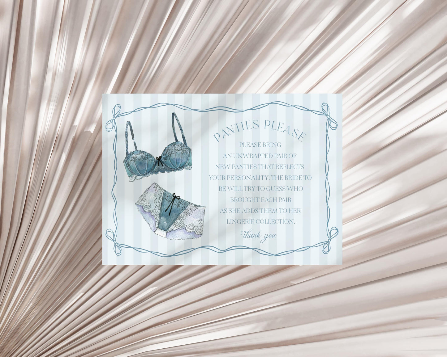 Blue Lingerie Shower Panties Please Game Template Set, Something Blue Lace Panty Party Bachelorette Party, Oh la la French Bridal WP1075