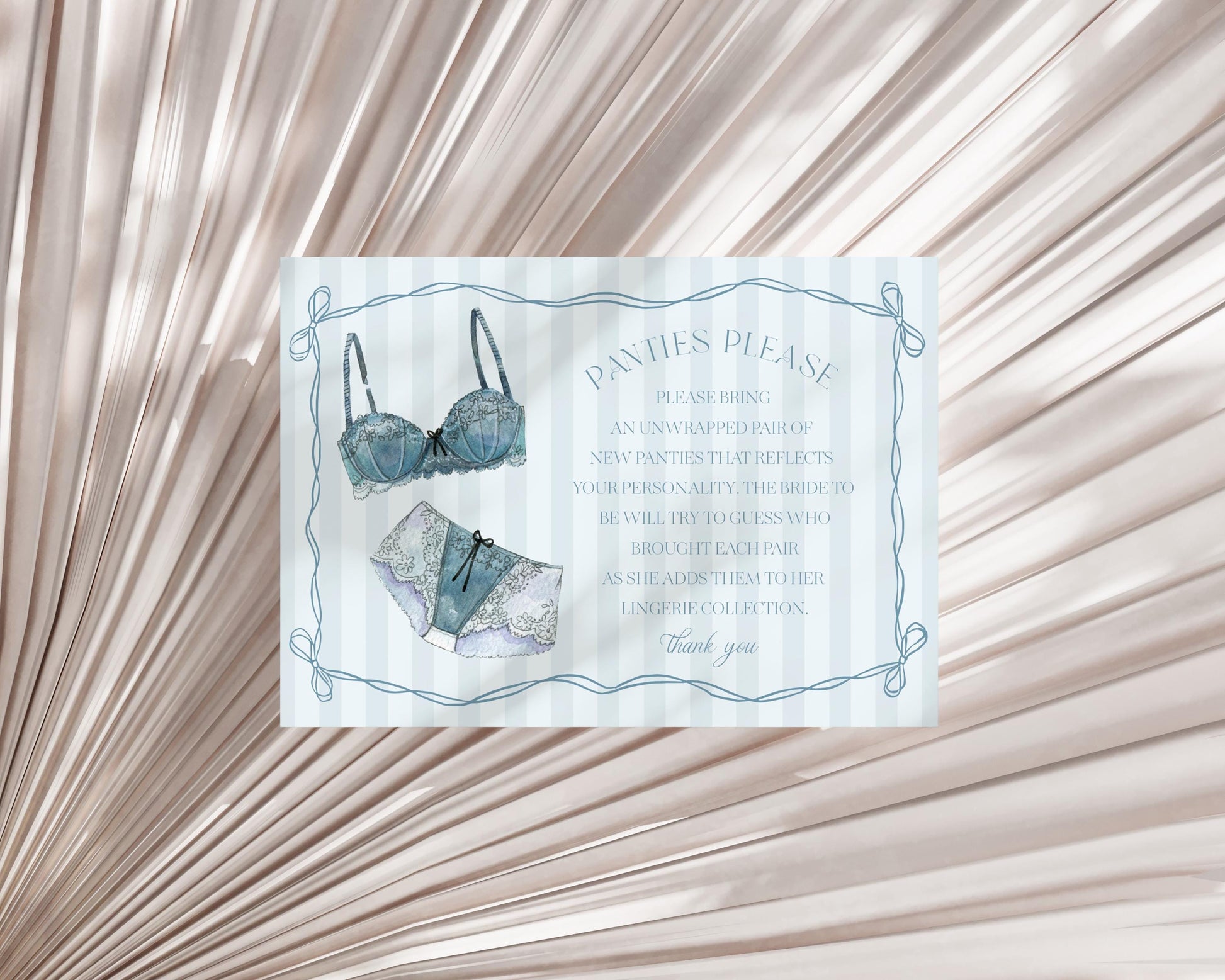 Blue Lingerie Shower Panties Please Game Template Set, Something Blue Lace Panty Party Bachelorette Party, Oh la la French Bridal WP1075