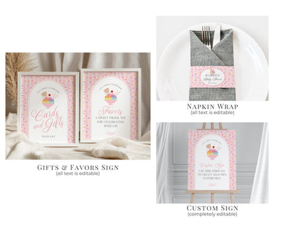 Ice Cream Sundae Baby Shower Bundle Printable Template, Sprinkled with Love Baby Sprinkle, Sweet One Nesting Party Decor WP1073