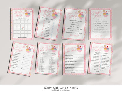 Ice Cream Sundae Baby Shower Bundle Printable Template, Sprinkled with Love Baby Sprinkle, Sweet One Nesting Party Decor WP1073