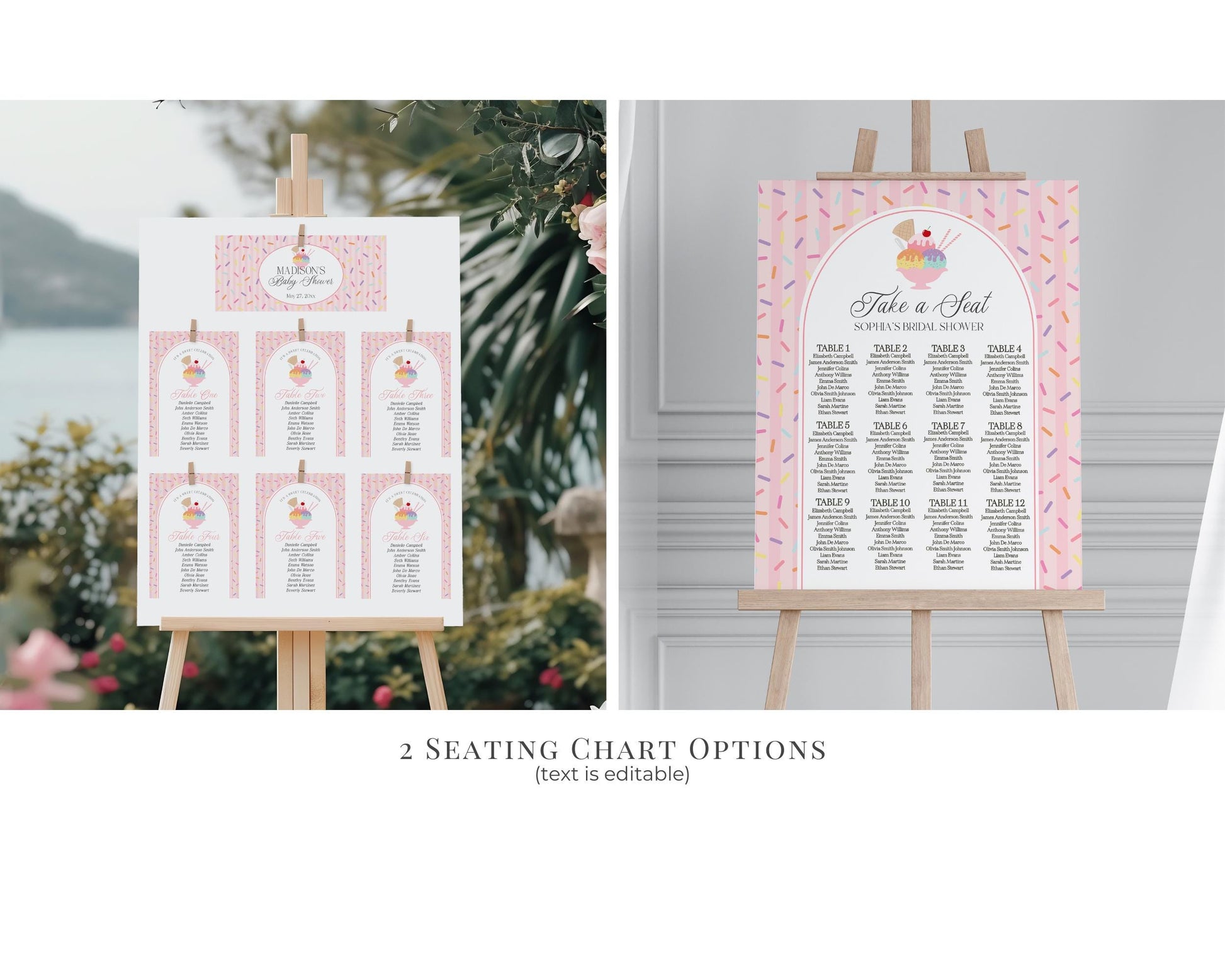 Ice Cream Sundae Baby Shower Bundle Printable Template, Sprinkled with Love Baby Sprinkle, Sweet One Nesting Party Decor WP1073