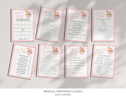 Ice Cream Sundae Bridal Shower Bundle Printable Template, She's Been Scooped Up Bridal Brunch, Pastel Sprinkle Engagement Party WP1073