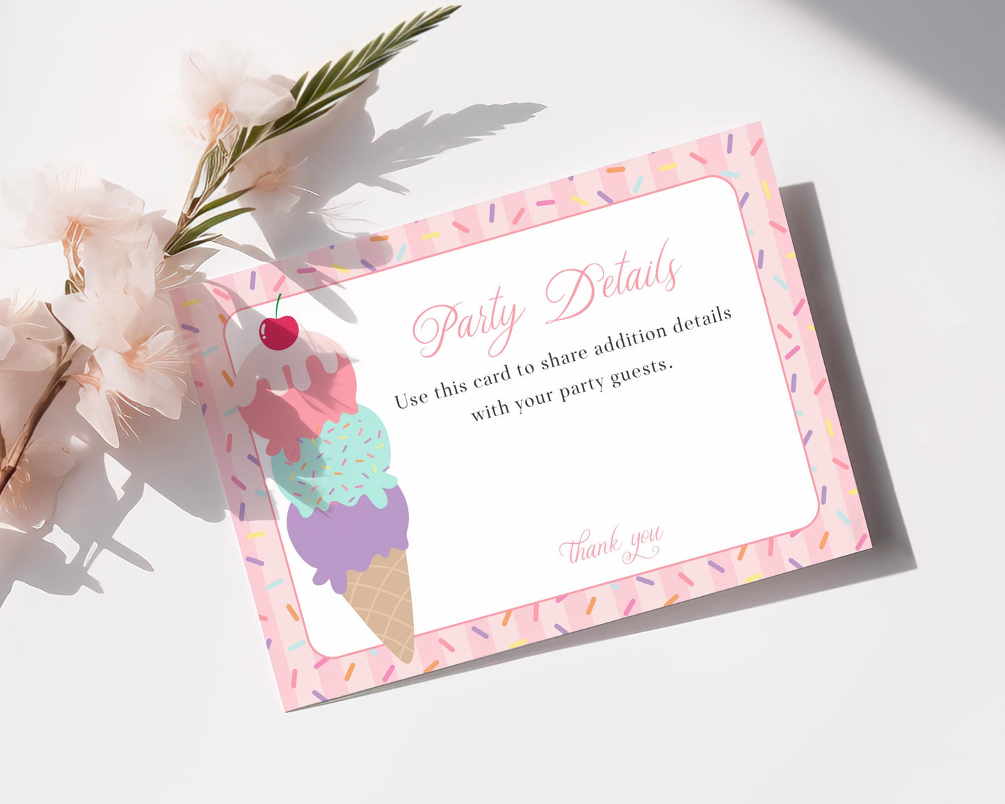 Ice Cream Sundae 1st Birthday Invite Printable Template, Sundae Oneday Sweet One First Birthday, Pastel Sprinkles Party Decor WP1073