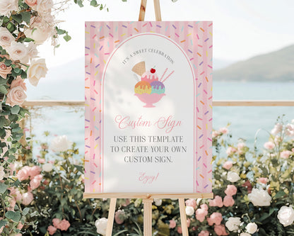 Ice Cream Sundae Custom Sign Template, Sprinkled with Love Baby Shower, Scooped Up Bridal Brunch, Sprinkles Birthday Party Decor WP1073