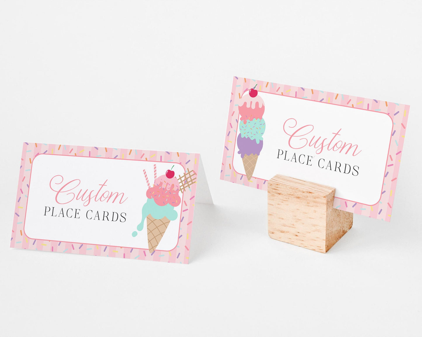 Ice Cream Sundae Place Cards Template, Sprinkled with Love Baby Shower, Scooped Up Bridal Brunch, Sprinkles Birthday Party Decor WP1073