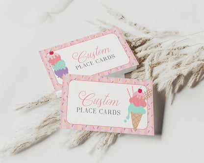 Ice Cream Sundae Place Cards Template, Sprinkled with Love Baby Shower, Scooped Up Bridal Brunch, Sprinkles Birthday Party Decor WP1073