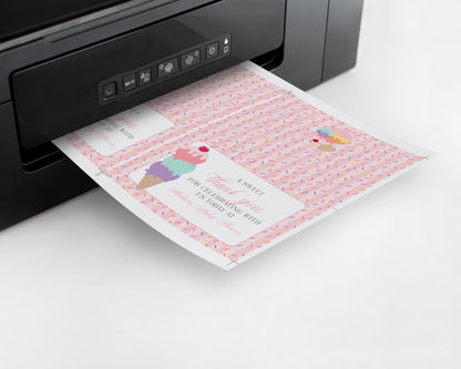 Ice Cream Sundae Thank You Card Template, Sprinkled with Love Baby Shower, Scooped Up Bridal Brunch, Sprinkles Birthday Party Decor WP1073