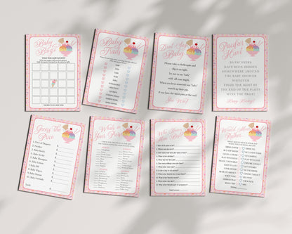 Ice Cream Sundae Baby Shower Games Template, Sprinkled with Love Baby Sprinkle, Sweet One Nesting Party Decor WP1073