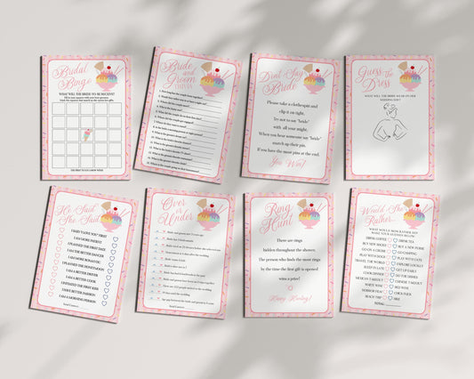 Ice Cream Sundae Bridal Shower Games Set Template, She’s Been Scooped Up Bridal Brunch, Pastel Sprinkle Engagement Party WP1073