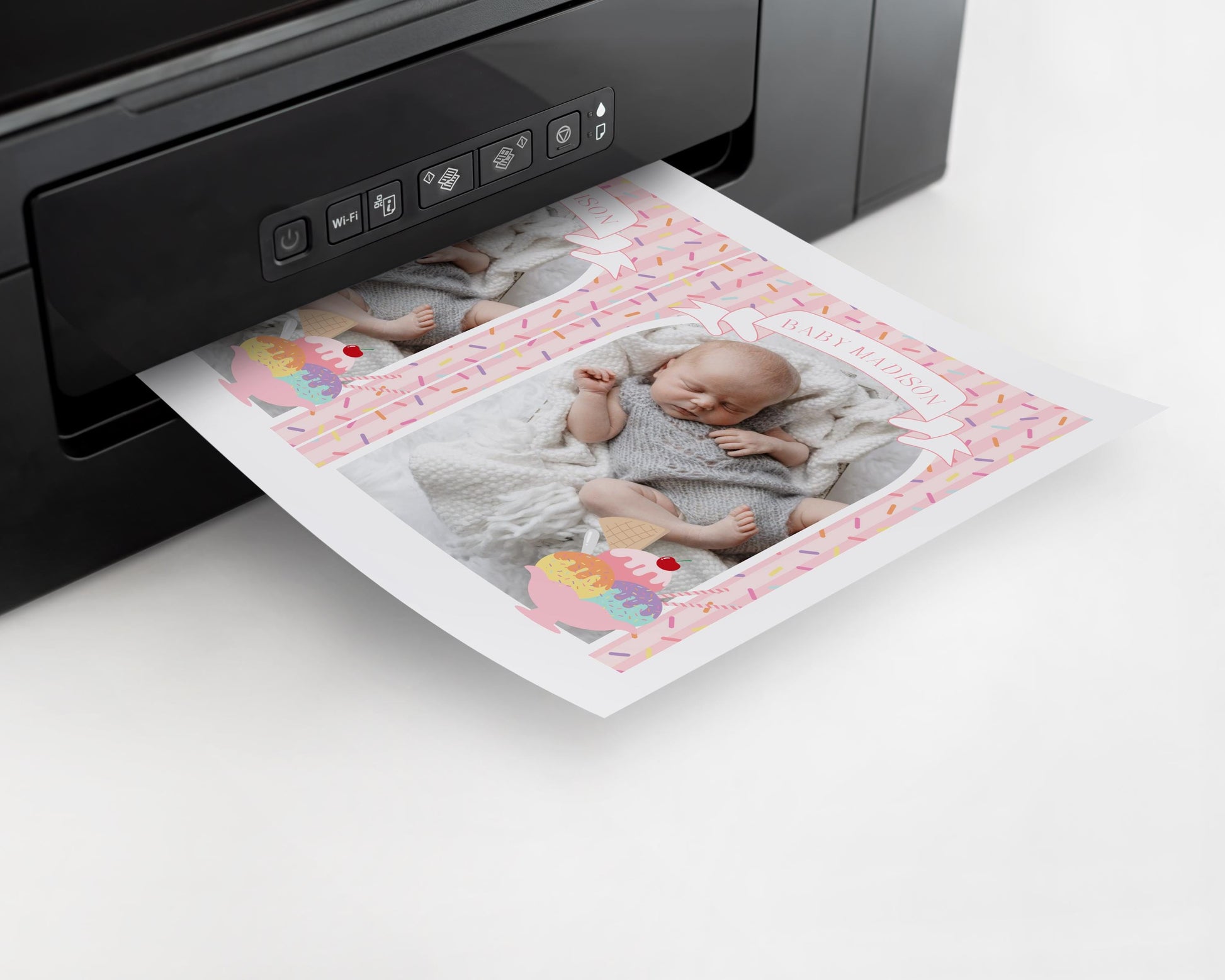 Ice Cream Sundae 1st Birthday Milestone Banner Template, Sweet One First Birthday, Pastel Sprinkles Party Decor WP1073