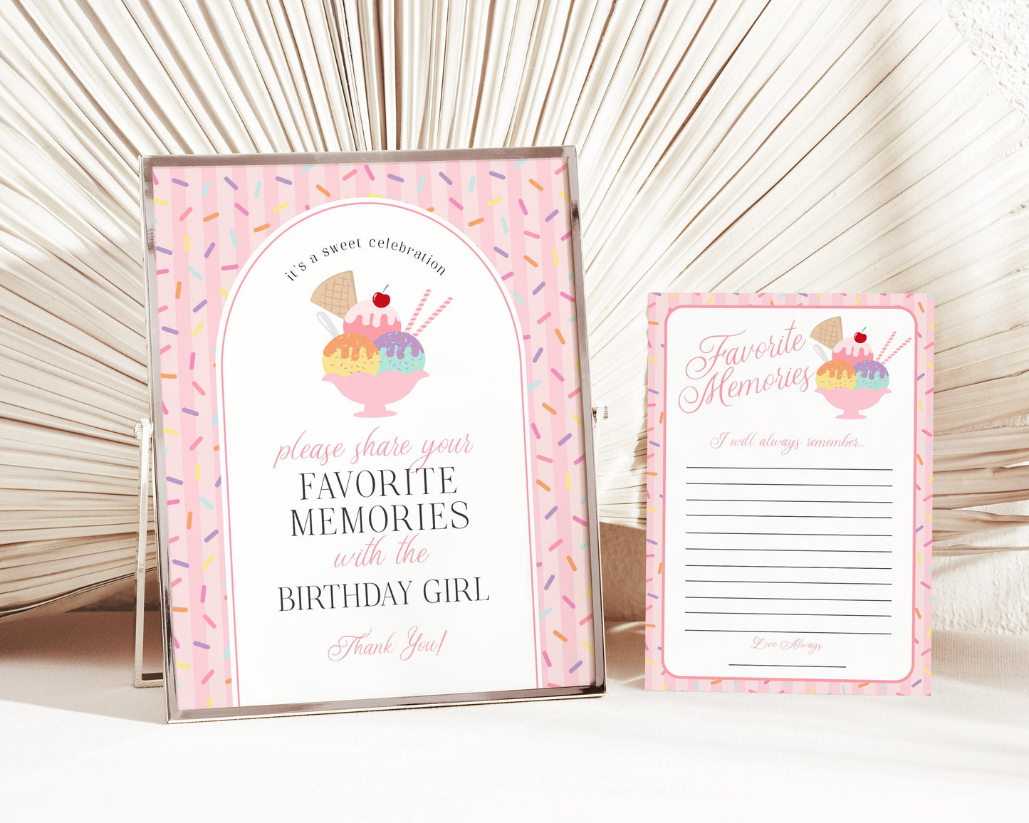 Ice Cream Sundae Favorite Memories Birthday Girl Template, Here’s the Scoop Birthday Celebration, Two Sweet Pastel Sprinkles Party WP1073