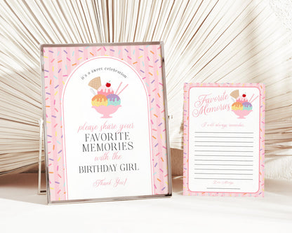 Ice Cream Sundae Favorite Memories Birthday Girl Template, Here’s the Scoop Birthday Celebration, Two Sweet Pastel Sprinkles Party WP1073