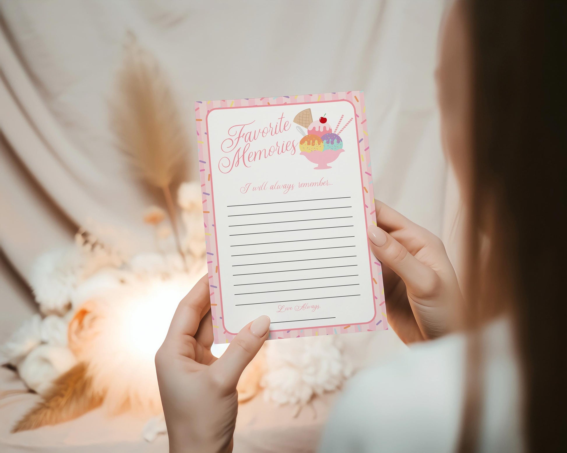 Ice Cream Sundae Favorite Memories with the Bride Template, She’s Been Scooped Up Bridal Brunch, Pastel Sprinkle Engagement Party WP1073