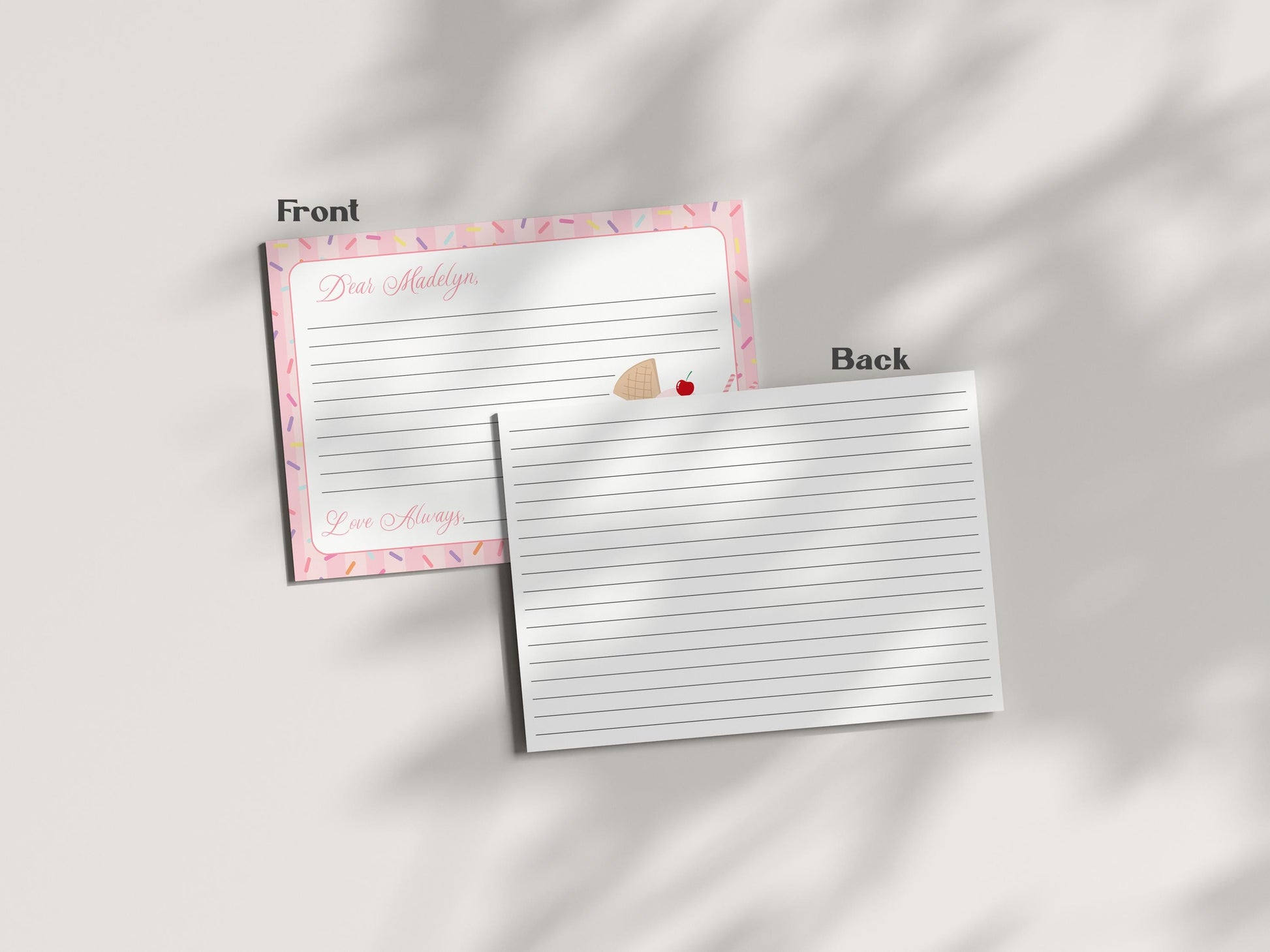 Ice Cream Sundae Recipe Card Bridal Shower Template, She’s Been Scooped Up Bridal Brunch, Pastel Sprinkle Engagement Party WP1073