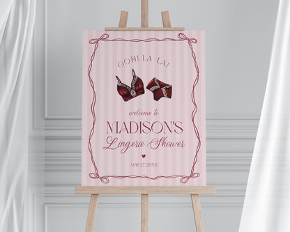 Burgundy Lingerie Lingerie Shower Bundle Template, Lace Panty Party Bachelorette Party, Oh la la French Bridal Shower, Spoil Her WP1076