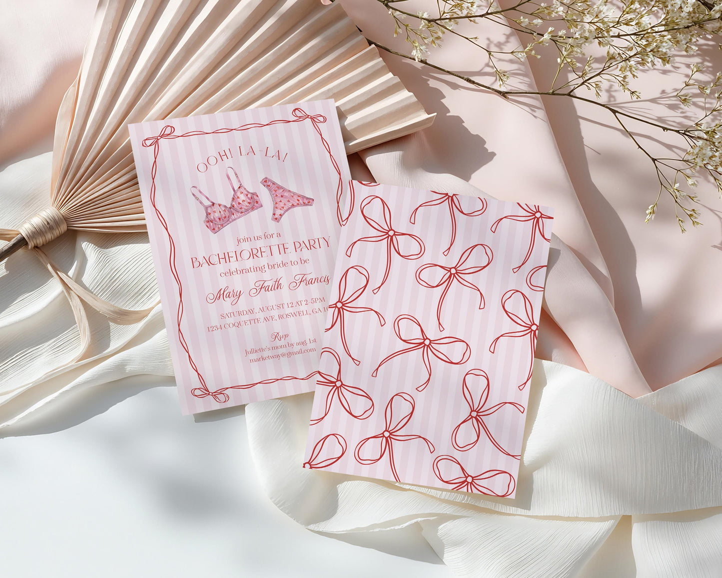 Red Heart Lingerie Bachelorette Party Invitation Template, Pink Panty Party Lingerie Shower, Sweetheart February Bridal Shower WP1077