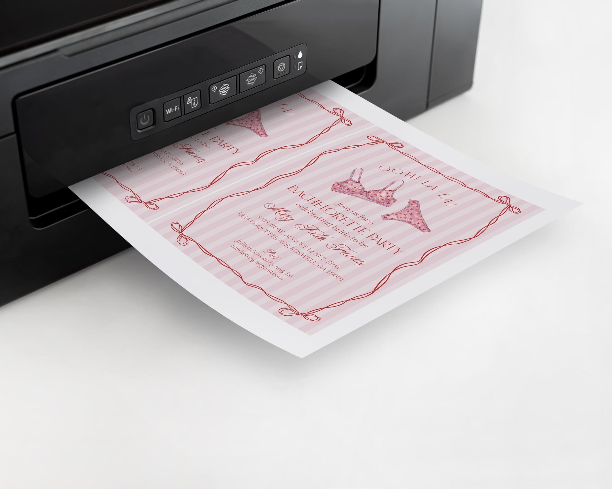 Red Heart Lingerie Bachelorette Party Invitation Template, Pink Panty Party Lingerie Shower, Sweetheart February Bridal Shower WP1077