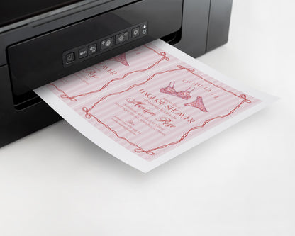 Red Heart Lingerie Shower Invitation Template, Pink Panty Party Bachelorette Party, Sweetheart February Bridal Shower, Spoil Her WP1077