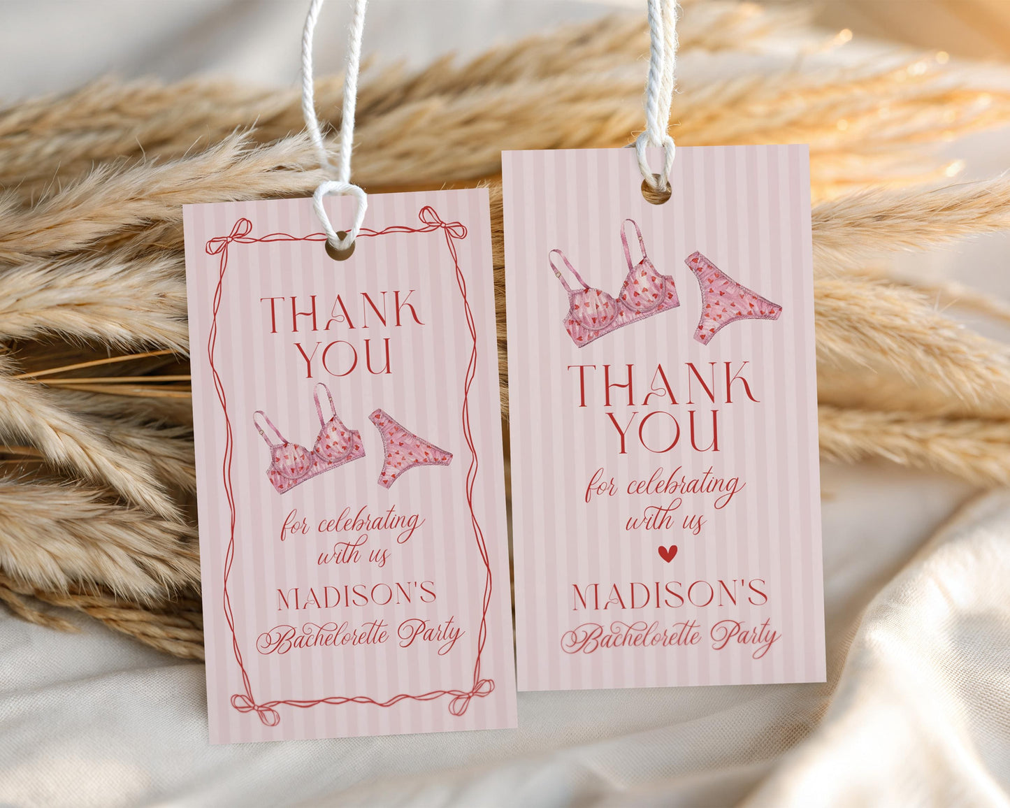 Red Heart Lingerie Shower Favor Tag Template, Pink Panty Party Bachelorette Party, Sweetheart February Bridal Shower, Spoil Her WP1077