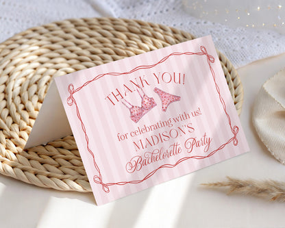 Red Heart Lingerie Shower Thank You Card Template, Pink Panty Party Bachelorette Party, Sweetheart February Bridal Shower, Spoil Her WP1077