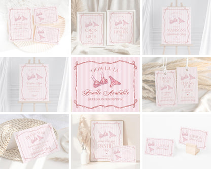 Red Heart Lingerie Shower Cards & Gifts Favors Sign Template, Pink Panty Party Bachelorette Party, Sweetheart February Bridal Shower WP1077