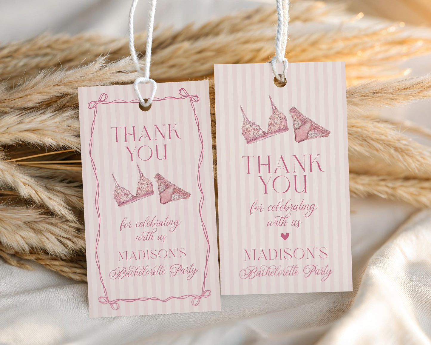 Pink Lingerie Shower Favor Tag Template, Blush Pink Panty Party Bachelorette Party, Oh la la Lace Spoil Her Bridal Shower WP1078