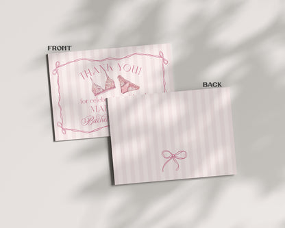 Pink Lingerie Shower Thank You Card Template, Blush Pink Panty Party Bachelorette Party, Oh la la Lace Spoil Her Bridal Shower WP1078