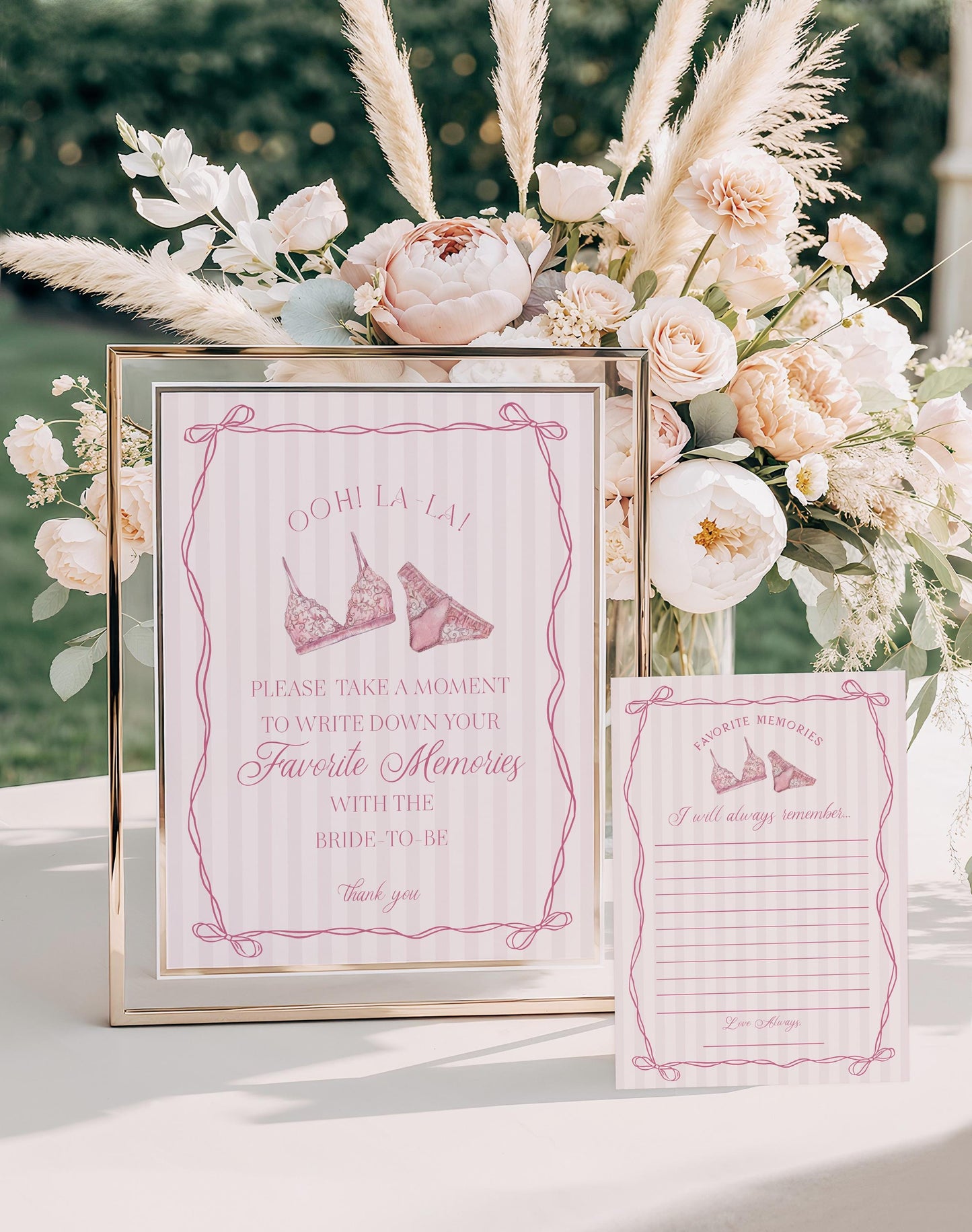 Pink Lingerie Shower Favorite Memories Bride Template, Blush Panty Party Bachelorette Party, Oh la la Lace Spoil Her Bridal Shower WP1078