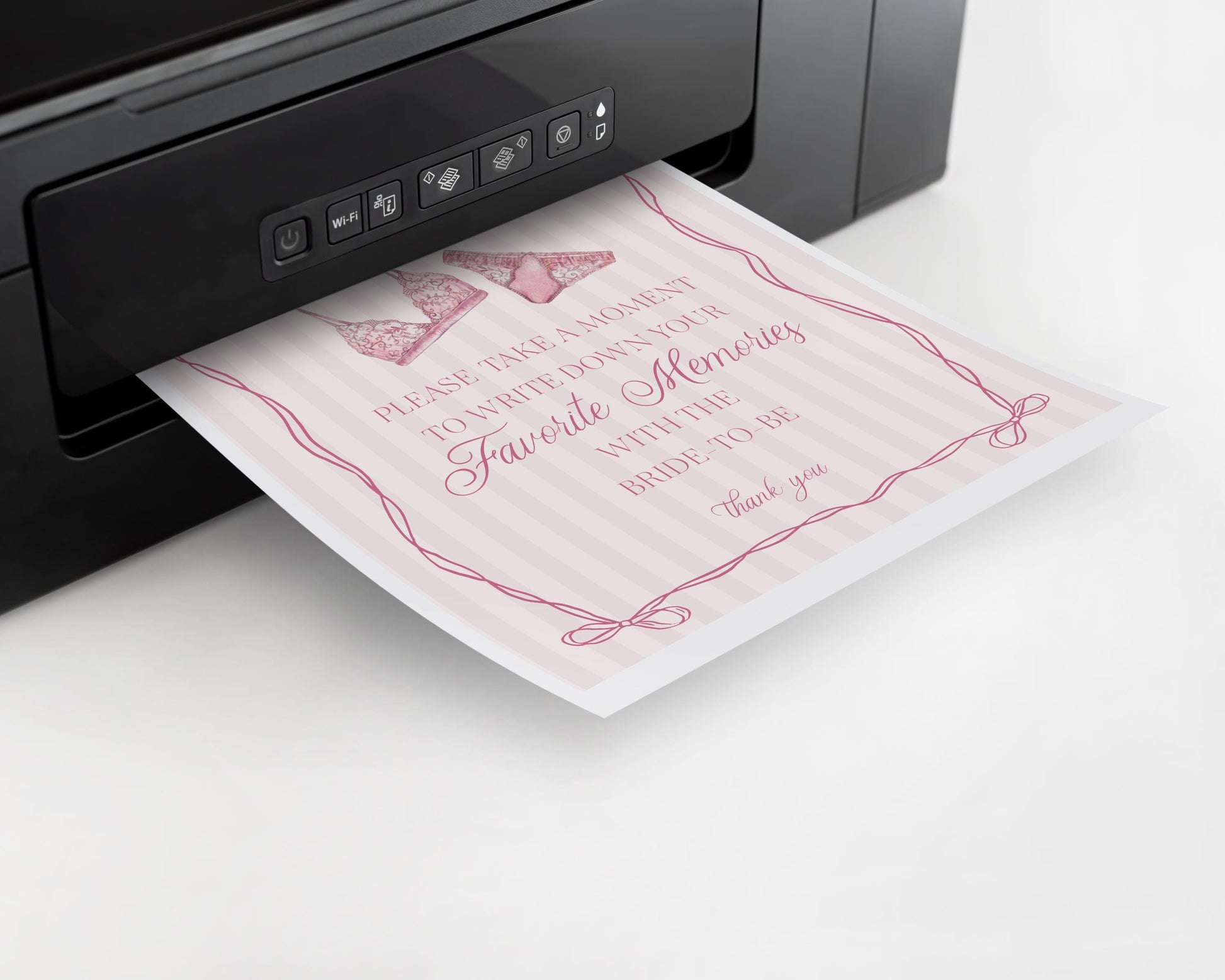 Pink Lingerie Shower Favorite Memories Bride Template, Blush Panty Party Bachelorette Party, Oh la la Lace Spoil Her Bridal Shower WP1078