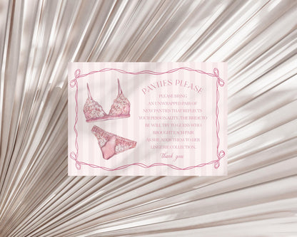 Pink Lingerie Shower Panties Please Game Template Set, Blush Panty Party Bachelorette Party, Oh la la Lace Spoil Her Bridal Shower WP1078