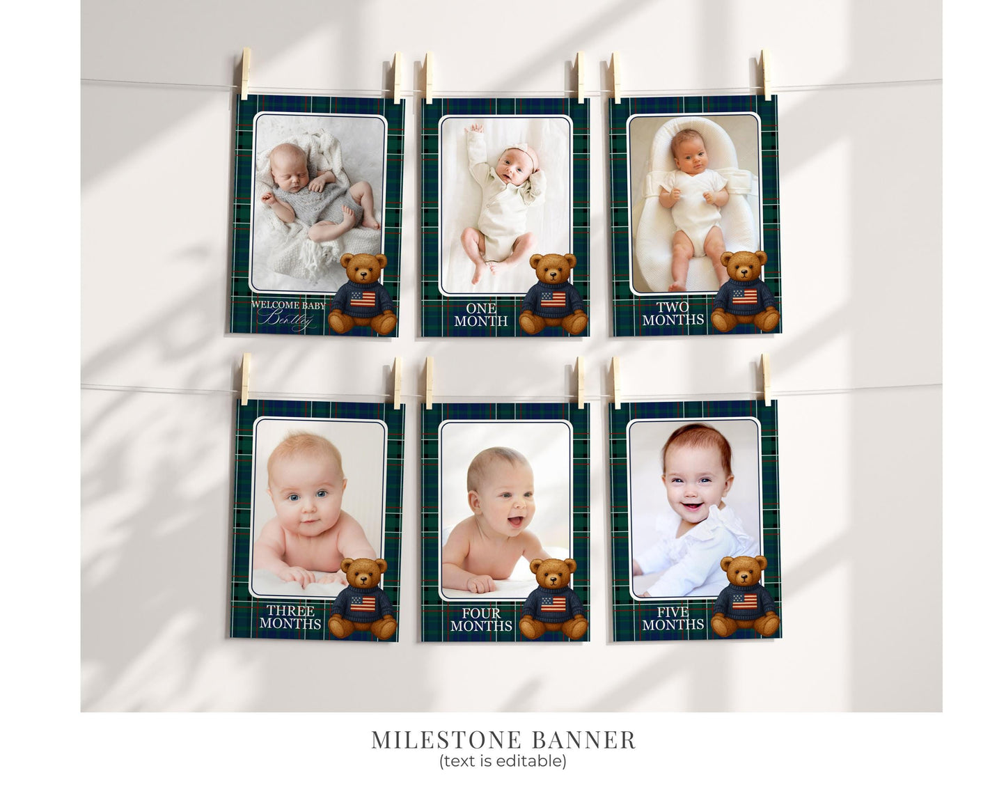 Preppy Bear 1st Birthday Bundle Printable Template, Beary First Birthday Decor, Old Money Birthday Party, Tartan Plaid Party Decor WP1079