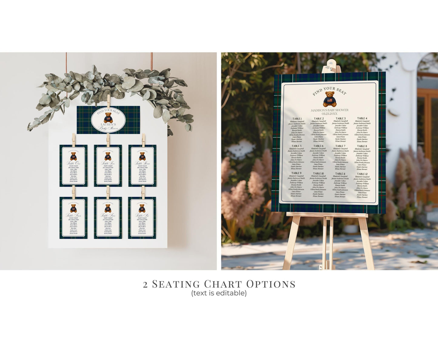 Preppy Bear 1st Birthday Bundle Printable Template, Beary First Birthday Decor, Old Money Birthday Party, Tartan Plaid Party Decor WP1079