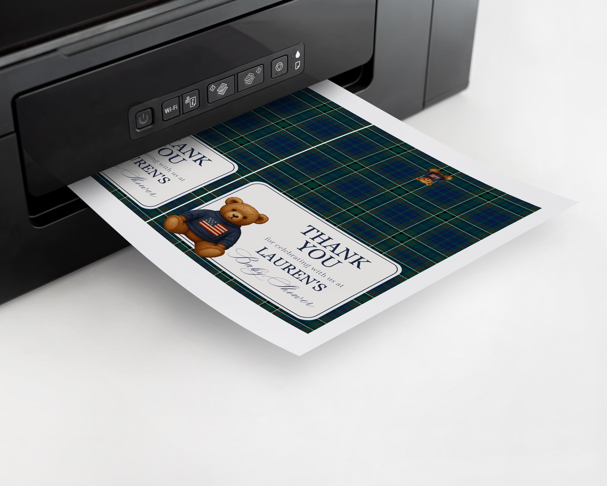 Preppy Bear Thank You Card Template, We Can Bearly Wait Old Money Baby Shower, Beary First Tartan Plaid Birthday, Polo Club Party WP1079