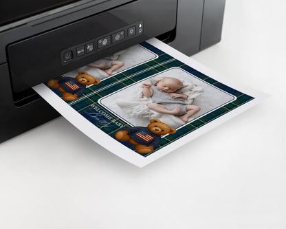 Preppy Bear 1st Birthday Milestone Banner Template, Beary First Birthday Decor, Old Money Birthday Party, Tartan Plaid Party Decor WP1079