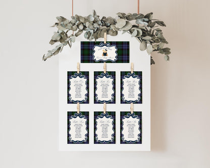 Preppy Girl Bear Seating Chart Cards Template, We Can Bearly Wait Old Money Baby Shower, Beary 1st Birthday Plaid Coquette Bow WP1080