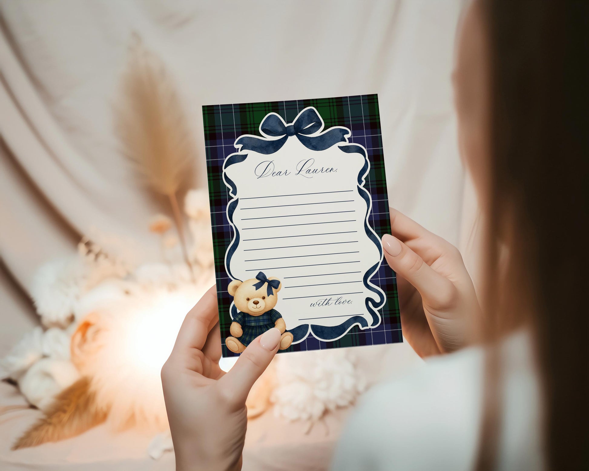 Preppy Girl Bear Time Capsule Template, Beary First Birthday Decor, Old Money Birthday Party, Tartan Plaid Coquette Bow Party WP1080