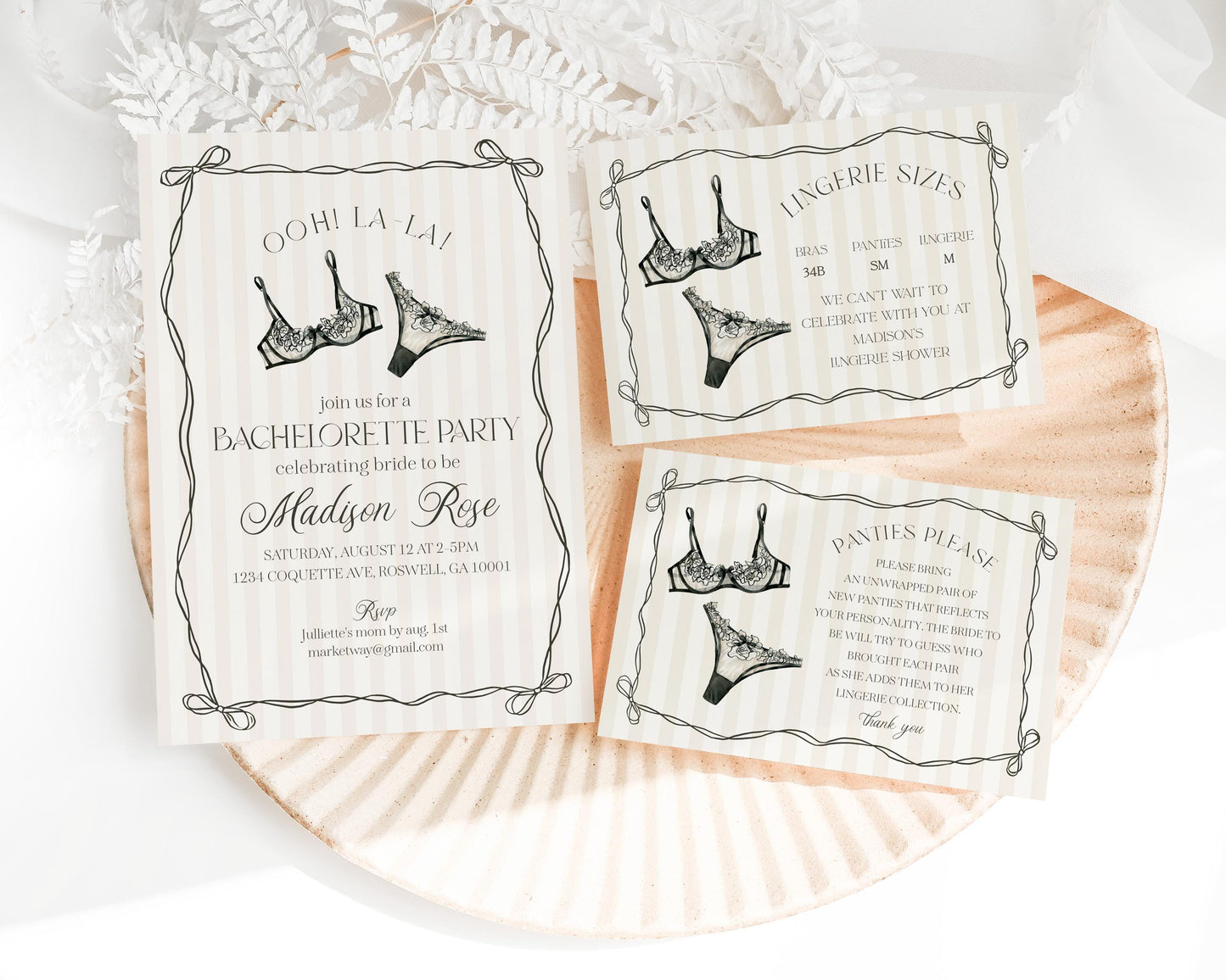 Black Lingerie Bachelorette Bundle Template, Lace Panty Party Lingerie Shower, Oh la la French Bridal Shower, Spoil Her Hen Party WP1074