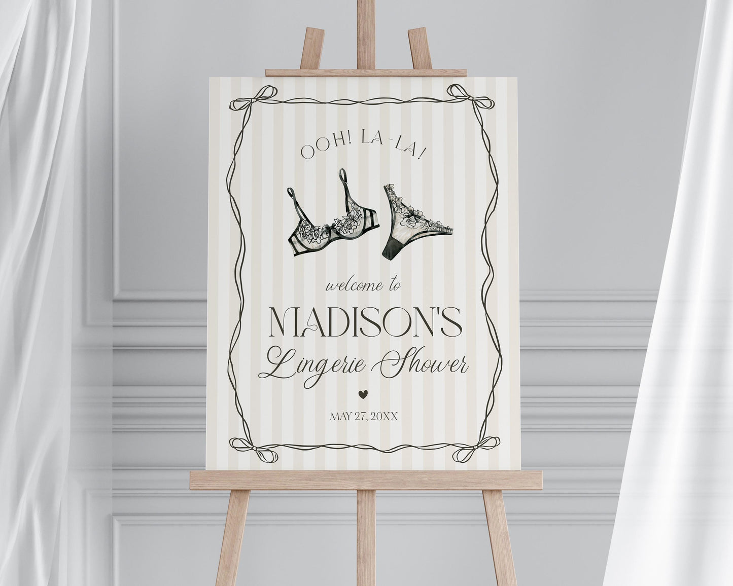 Black Lingerie Shower Bundle Printable Template, Lace Panty Party Bachelorette, Oh la la French Bridal Shower, Spoil Her Hen Party WP1074