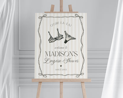 Black Lingerie Shower Bundle Printable Template, Lace Panty Party Bachelorette, Oh la la French Bridal Shower, Spoil Her Hen Party WP1074