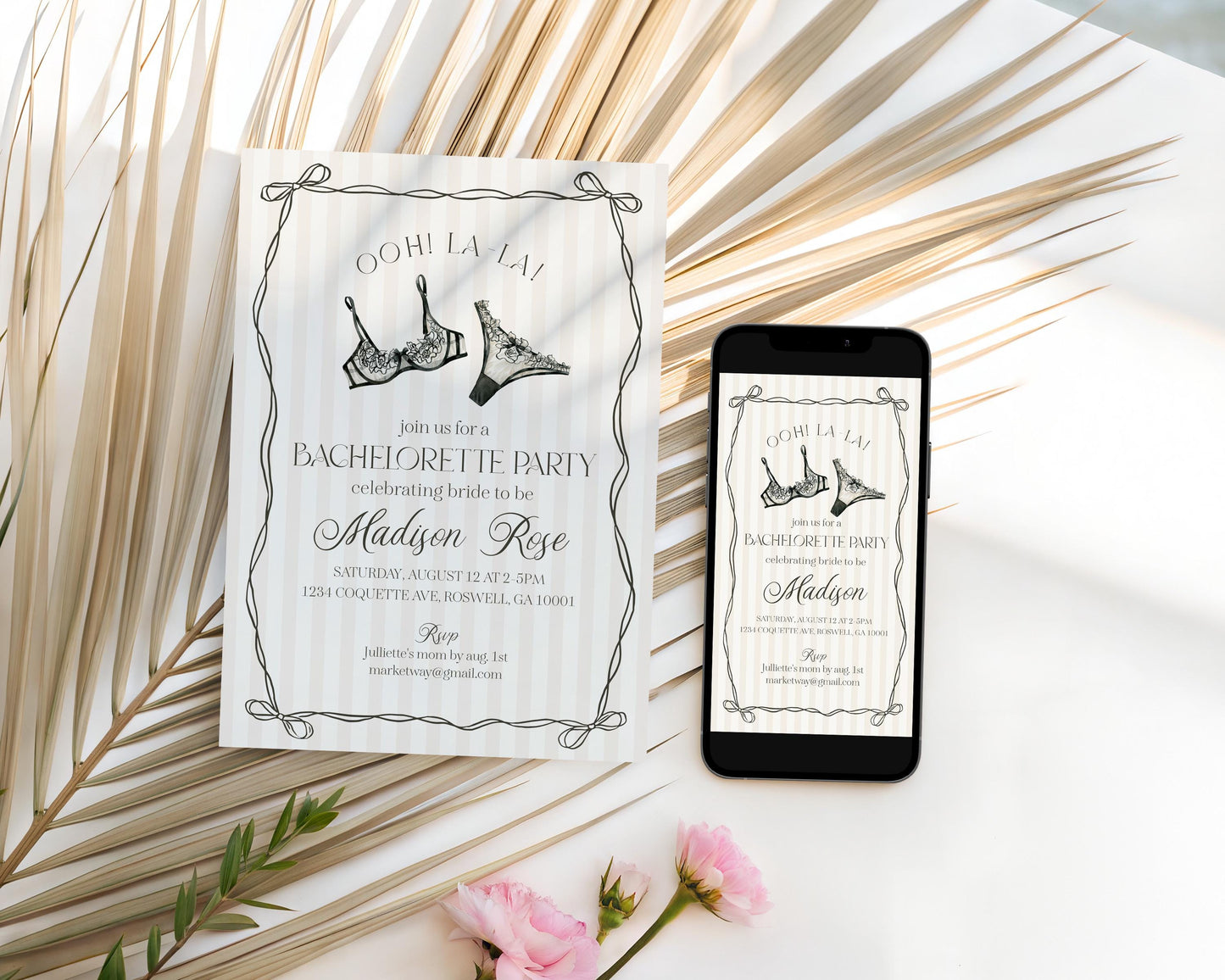 Black Lingerie Bachelorette Party Invitation Template, Lace Panty Party Lingerie Shower, Oh la la French Bridal Shower, Spoil Her WP1074