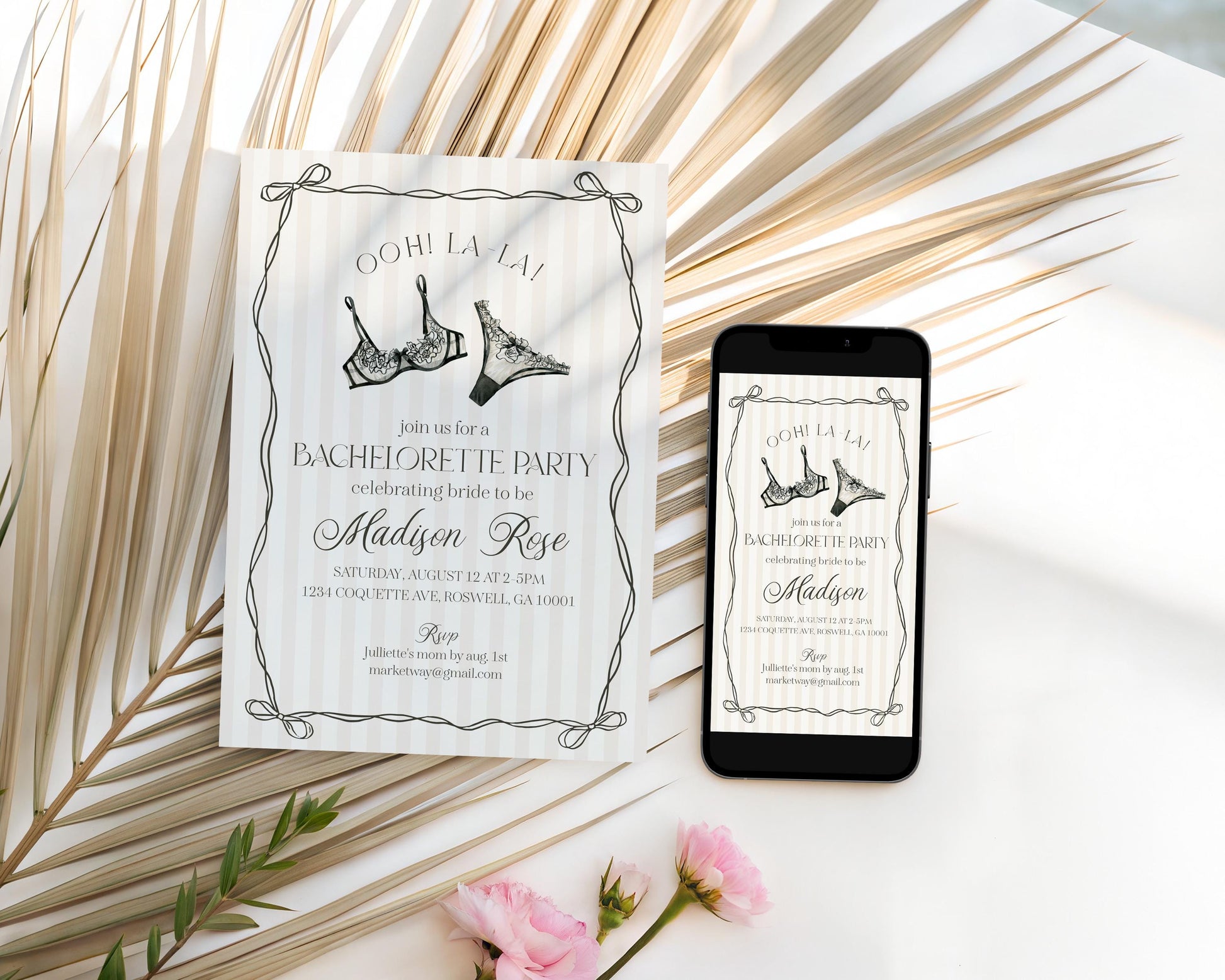 Black Lingerie Bachelorette Party Invitation Template, Lace Panty Party Lingerie Shower, Oh la la French Bridal Shower, Spoil Her WP1074