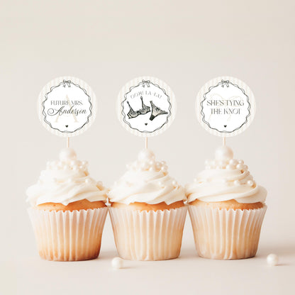 Black Lingerie Shower Cupcake Topper Template, Lace Panty Party Bachelorette Party, Oh la la French Bridal Shower, Spoil Her Party WP1074