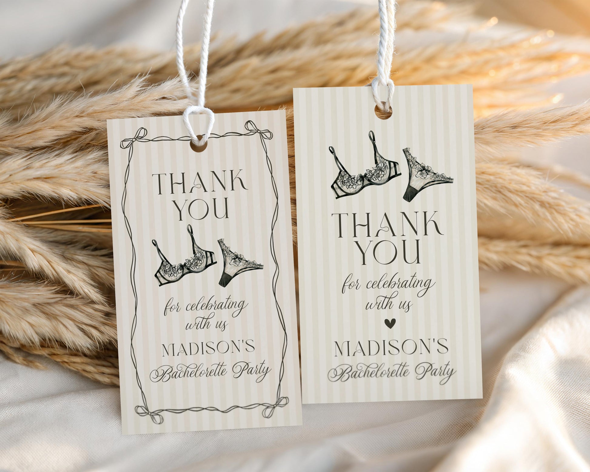 Black Lingerie Shower Favor Tag Template, Lace Panty Party Bachelorette Party, Oh la la French Theme Bridal Shower, Spoil Her Party WP1074