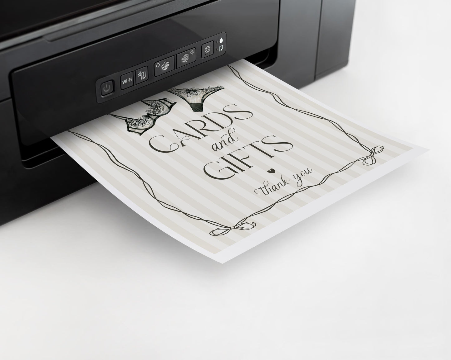 Black Lingerie Shower Cards & Gifts Favors Sign Template, Lace Panty Party Bachelorette Party, Oh la la French Theme Bridal Shower WP1074