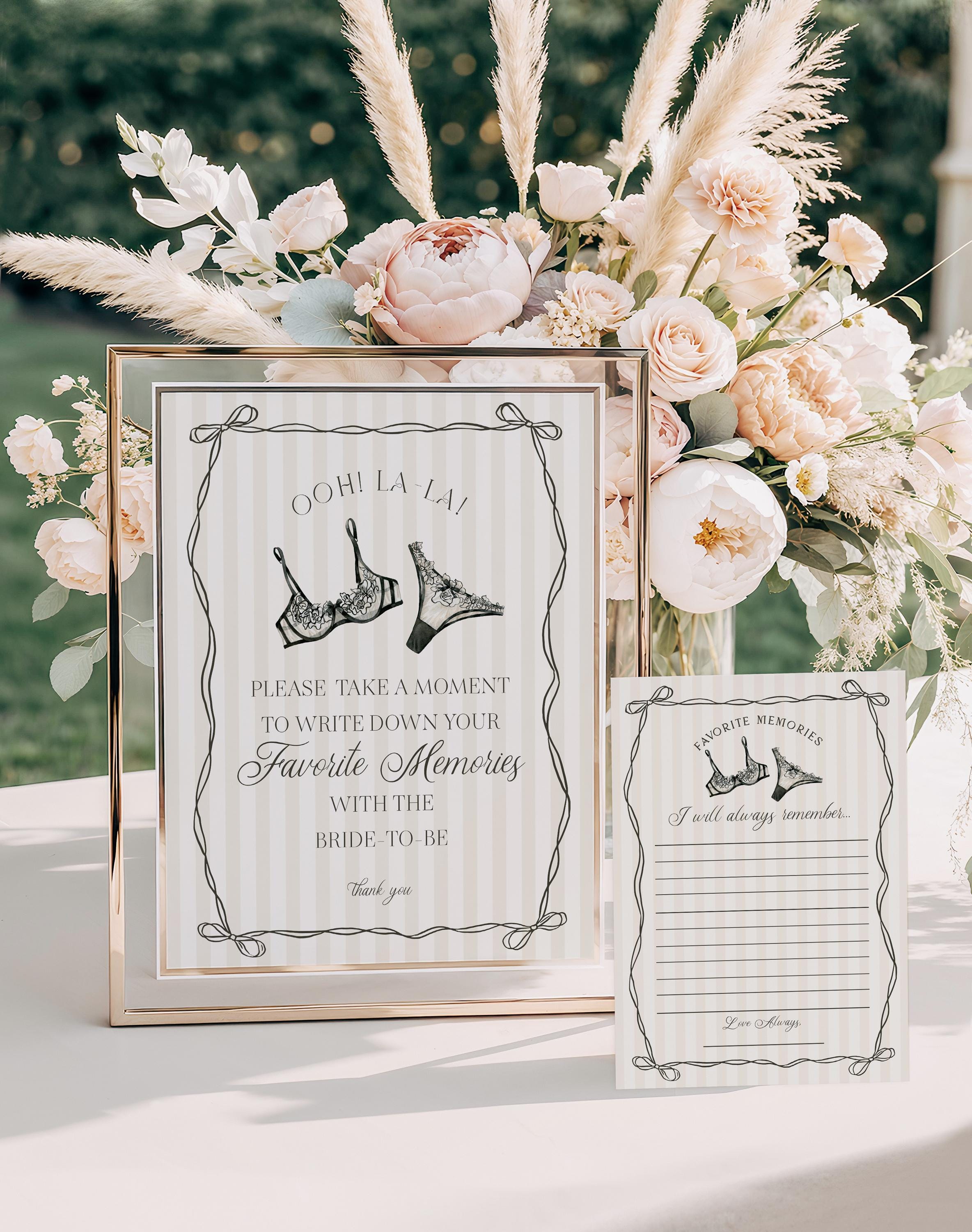 Black Lingerie Shower Favorite Memories Bride Template, Lace Panty Party Bachelorette Party, Oh la la French Theme Bridal Shower WP1074