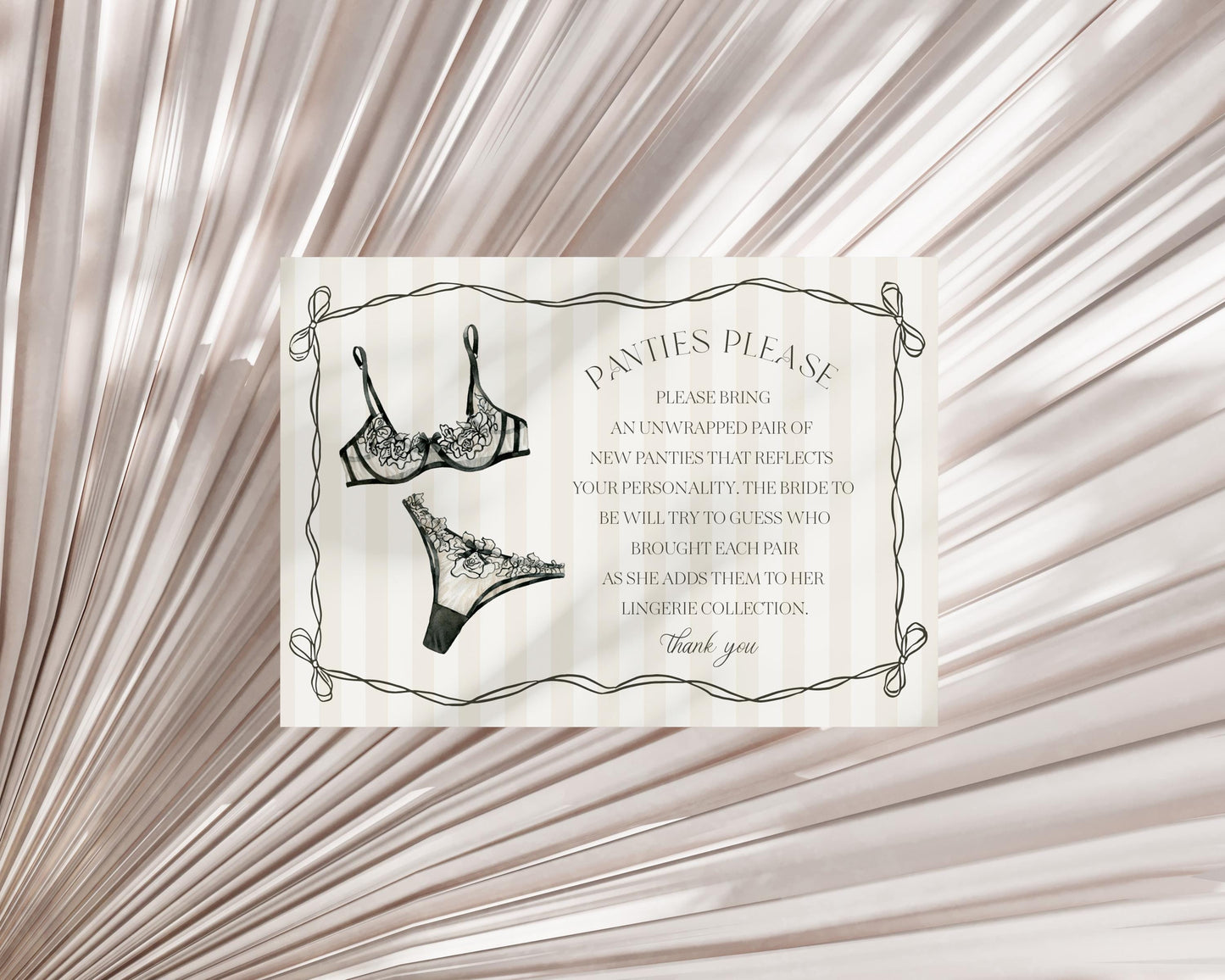 Black Lingerie Shower Panties Please Game Template Set, Lace Panty Party Bachelorette Party, Oh la la French Spoil Her Bridal Shower WP1074