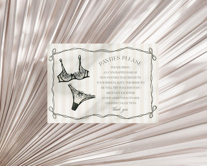 Black Lingerie Shower Panties Please Game Template Set, Lace Panty Party Bachelorette Party, Oh la la French Spoil Her Bridal Shower WP1074