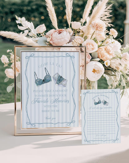 Blue Lingerie Shower Bundle Template, Something Blue Lace Panty Party Bachelorette Party, Oh la la French Bridal Shower WP1075