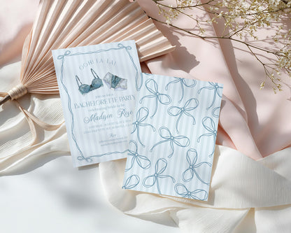 Blue Lingerie Bachelorette Party Invitation Template, Something Blue Lace Panty Party Lingerie Shower, Oh la la French Bridal Shower WP1075